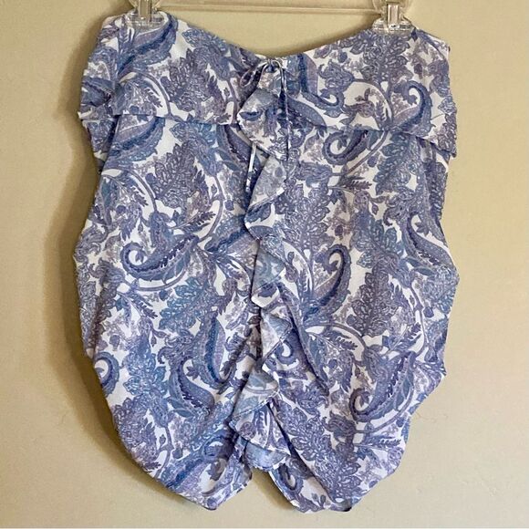 NEW REVOLVE For Love and Lemons Paisley Floral Ruched Mini Skirt Gray Pink XL - Picture 4 of 12